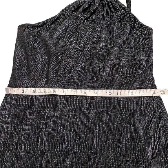 Dessy Collection One-Shoulder Metallic Trumpet Gown Back- 3064 Size 10 R - Picture 5 of 7